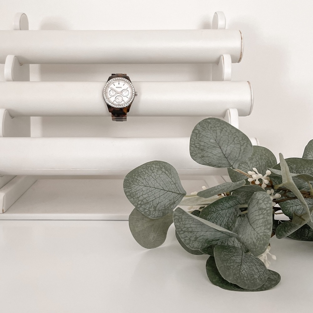 Fossil — White Dial Faux Acrylic Watch — Tortoise